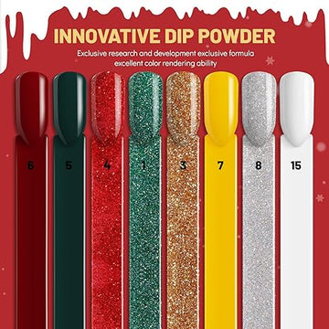 Aokitec 8 Colors Dip Powder Set - Nail Dip Powder Christmas Series